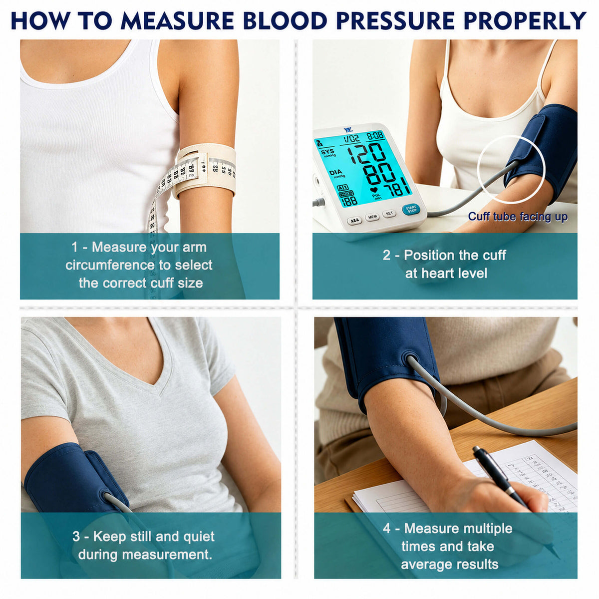 A01-BL Blood Pressure Monitor, 3Cuff  LCD Display for Adult Home Use