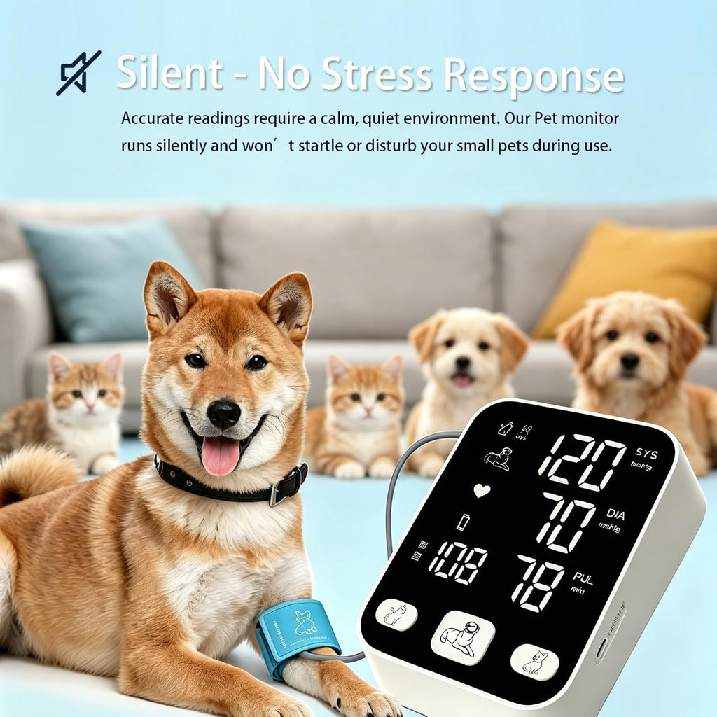 Pet Blood Pressure Monitor, 3 Cuffs LCD Screen for Dog/Cat Veterinary
