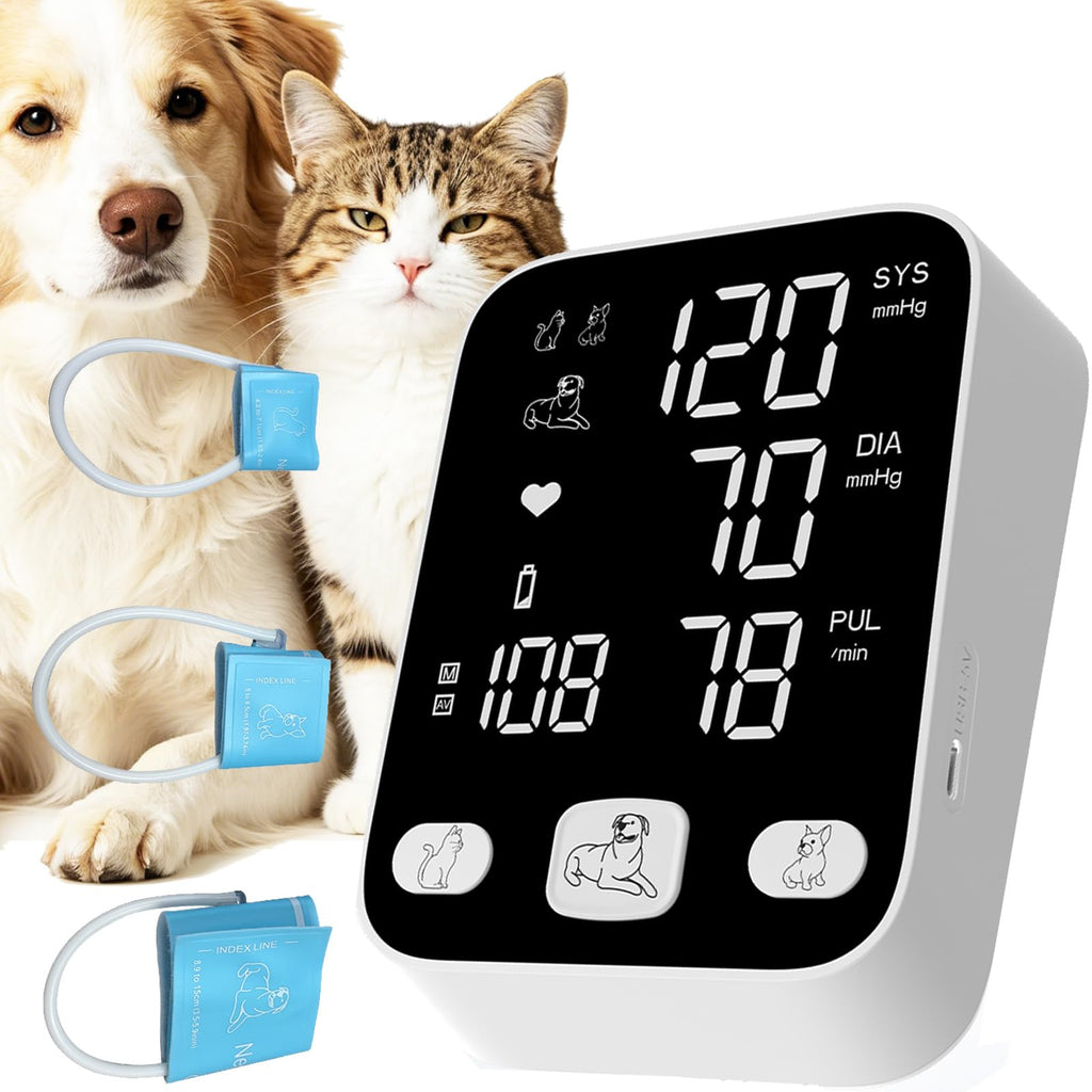 Pet Blood Pressure Monitor, 3 Cuffs LCD Screen for Dog/Cat Veterinary
