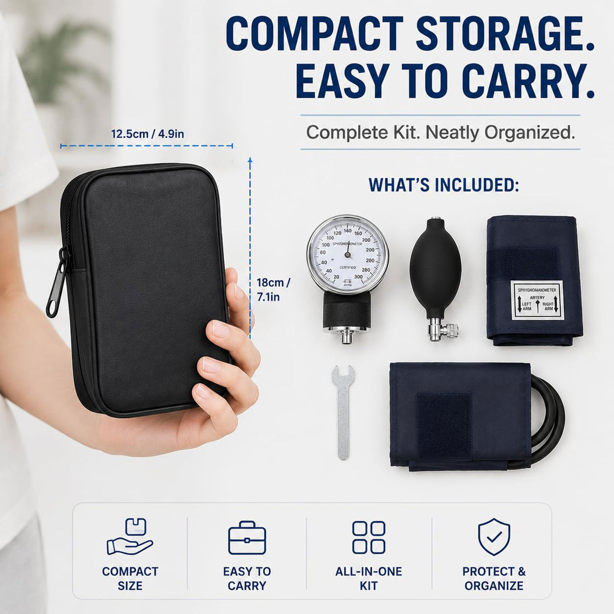 Manual Blood Pressure, Fit for Adults Kid Size Carrying Case