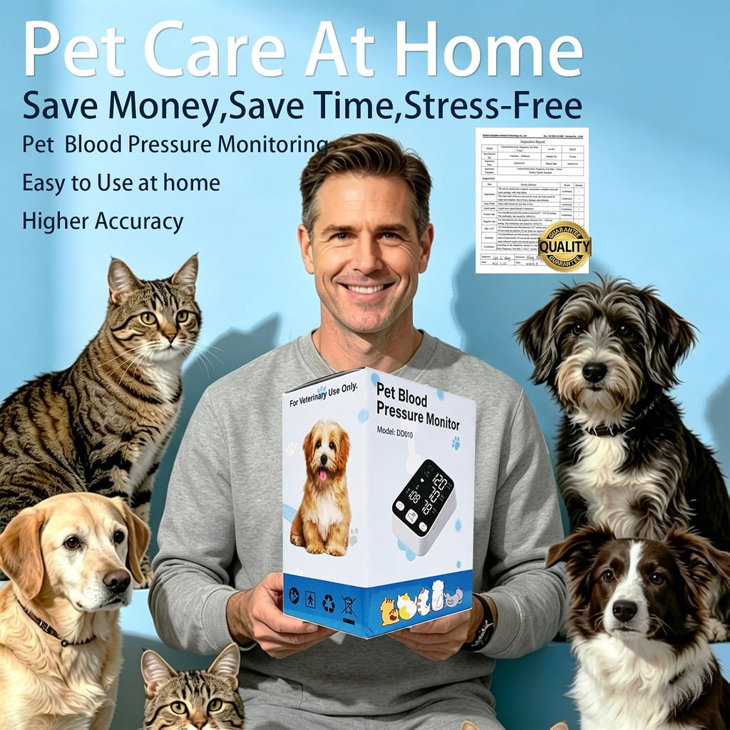 Pet Blood Pressure Monitor, 3 Cuffs LCD Screen for Dog/Cat Veterinary