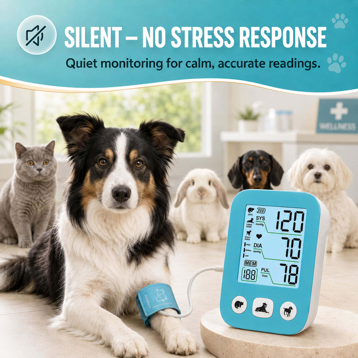 DD011 Pet Blood Pressure Monitor, Blue Digital 3 Cuffs for Dogs Cats