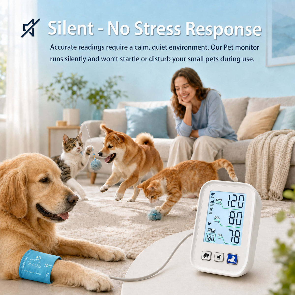 DD012 Pet Blood Pressure Monitor, White 3 Cuffs for Dogs & Cats