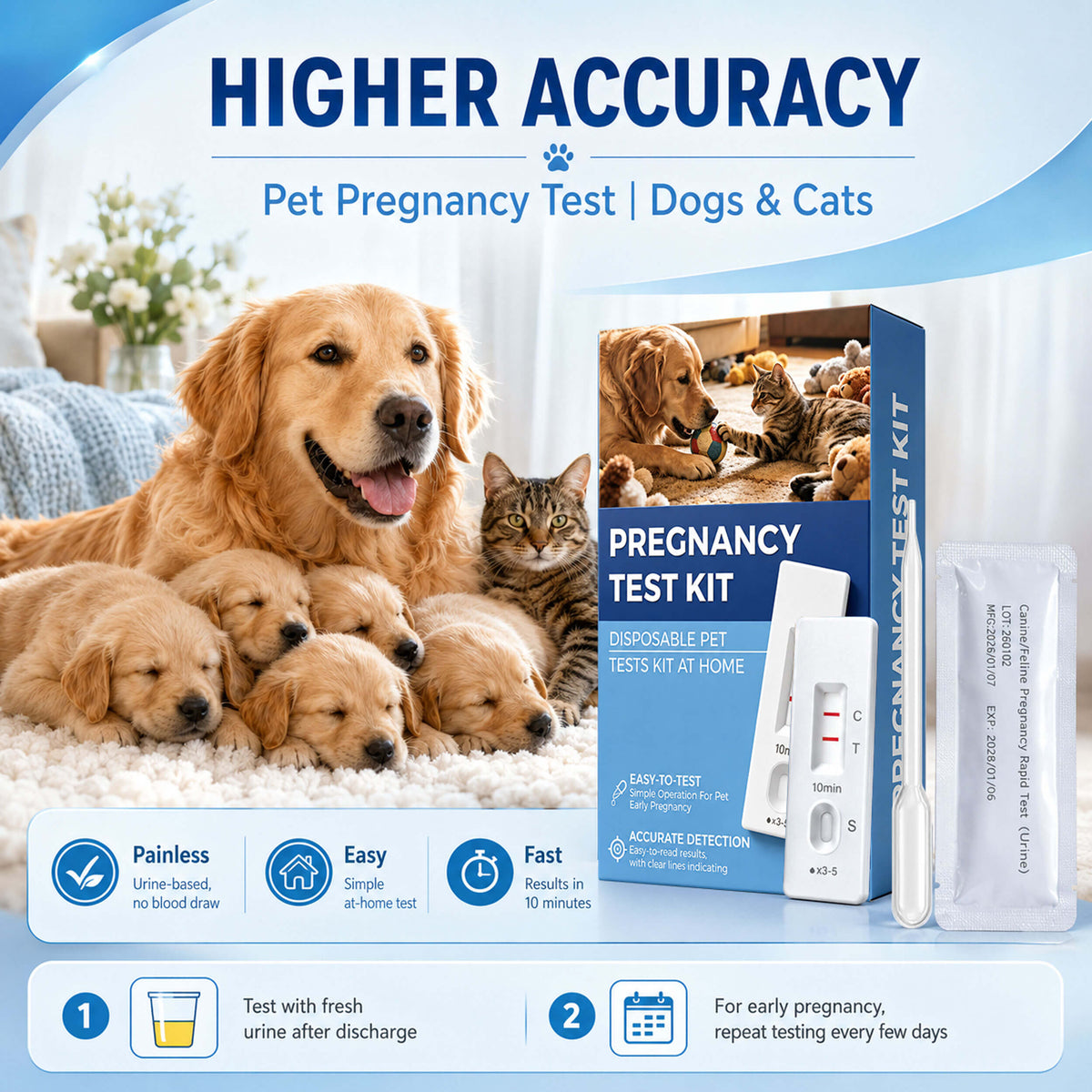 Dog Pregnancy Test Kit for Female Dogs & Cats