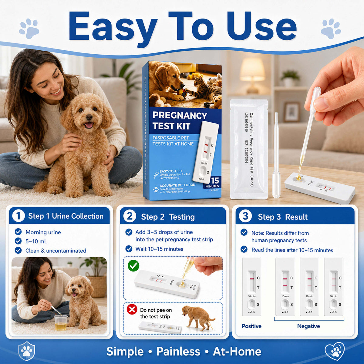 Dog Pregnancy Test Kit for Female Dogs & Cats
