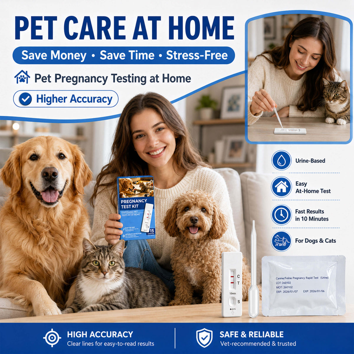Dog Pregnancy Test Kit for Female Dogs & Cats