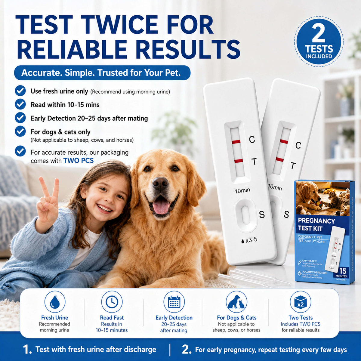 Dog Pregnancy Test Kit for Female Dogs & Cats
