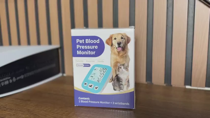 Load video: DD011 Pet Blood Pressure Monitor, Blue Digital 3 Cuffs for Dogs Cats